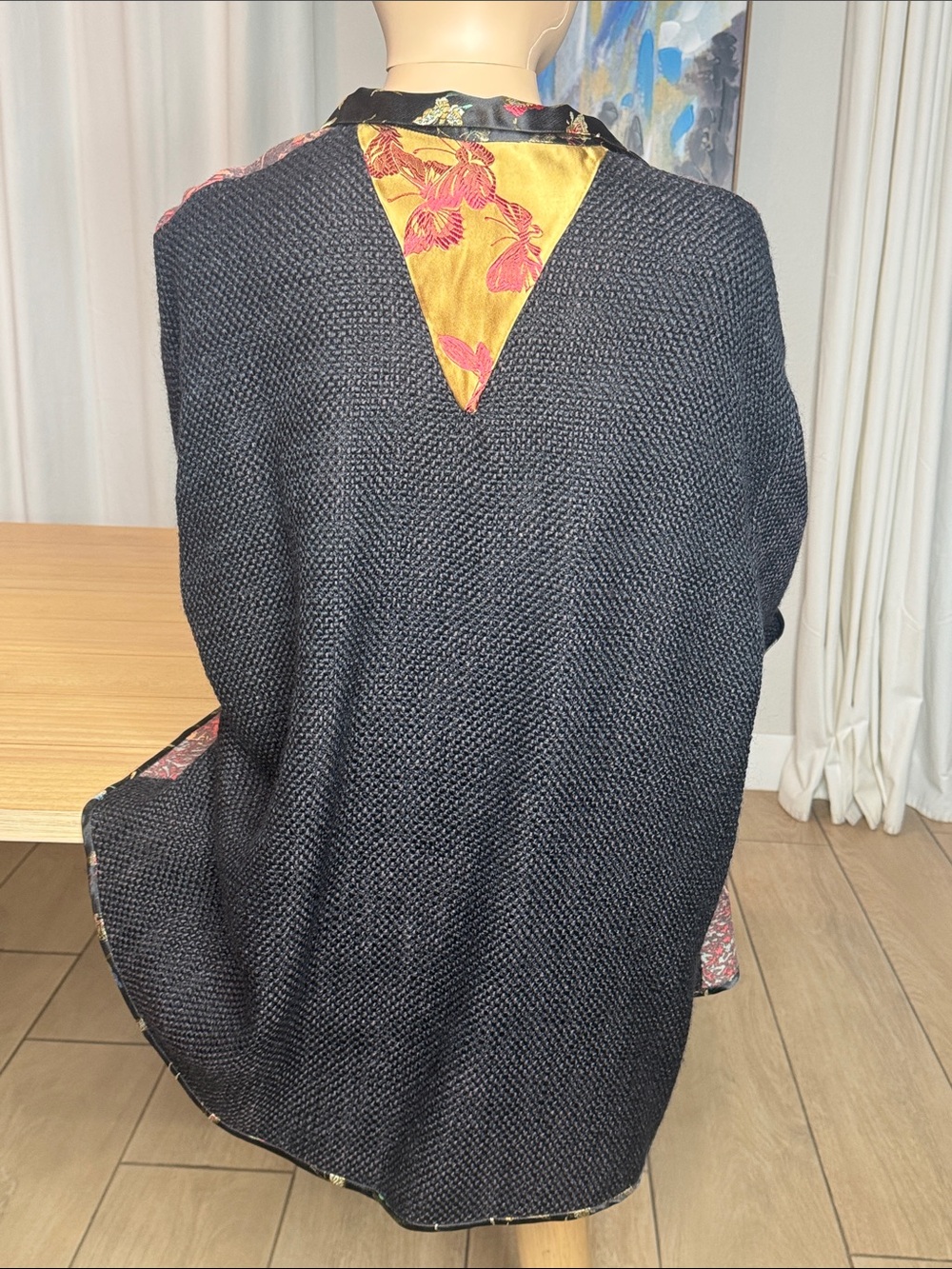 Vintage Wearable Art Mixed Textile Brocade Butterfly Jacket Cardigan - Picture 2 of 10